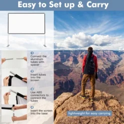 Costway 100'' Projector Screen W/ Stand 16:9 HD 4K Indoor Outdoor Projection Movie Screen -Garden Promotional Store GUEST 8834b1a3 6dfb 415a 85b9 77690fa60bf2