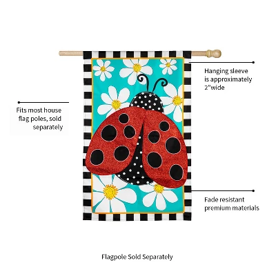 Evergreen Ladybug With Daisies Applique House Flag 28 X 44 Inches Outdoor Decor For Homes And Gardens 3 Evergreen Ladybug With Daisies Applique House Flag 28 X 44 Inches Outdoor Decor For Homes And Gardens