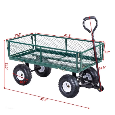 Costway Heavy Duty Lawn Garden Utility Cart Wagon Wheelbarrow Steel Trailer 4 Costway Heavy Duty Lawn Garden Utility Cart Wagon Wheelbarrow Steel Trailer - Image 2