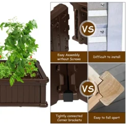 Costway 4 Pcs 48.5'' Raised Garden Bed Square Plant Box Planter Flower Vegetable Brown 18 Costway 4 Pcs 48.5'' Raised Garden Bed Square Plant Box Planter Flower Vegetable Brown -Garden Promotional Store GUEST 8d11ef95 008f 414c 9adc b505a2785b22 2