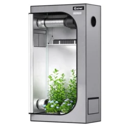 Costway 36''x20''x63'' Mylar Hydroponic Grow Tent W/Observation Window & Floor Tray GrayBlack -Garden Promotional Store GUEST 8e84d799 598b 422e 95c2 0cf2dc8474b1