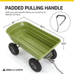 Gorilla Carts 600 Pound Capacity Heavy Duty Poly Yard Garden Steel Quick Dump Utility Wheelbarrow Wagon Trolley Cart With Straight Pull Handle, Green -Garden Promotional Store GUEST 90a7db5e 48d8 41da a9fd f0fd42e87514