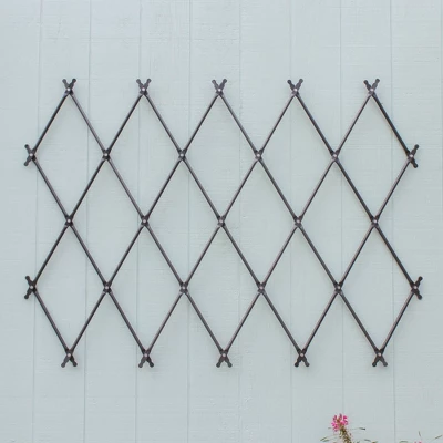 Achla Designs 43" Traditional Wall Mounted Lattice Iron Garden Trellis Graphite Powder Coat Finish 3 Achla Designs 43" Traditional Wall Mounted Lattice Iron Garden Trellis Graphite Powder Coat Finish