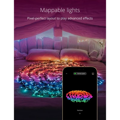 Twinkly Cluster App-Controlled LED Christmas Lights 400 RGB (16 Million Colors) 19.7 Feet Green Wire Indoor/Outdoor Smart Lighting Decoration (2 Pack) 3 Twinkly Cluster App-Controlled LED Christmas Lights 400 RGB (16 Million Colors) 19.7 Feet Green Wire Indoor/Outdoor Smart Lighting Decoration (2 Pack) - Image 2
