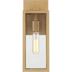 John Timberland Modern Outdoor Wall Light Fixture Soft Gold 14 1/4" Clear Glass For Exterior Barn Deck House Home Porch Yard Patio -Garden Promotional Store GUEST 924a3dec db73 4a0f aa13 e960fab45ab2