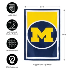 Evergreen Flag, DS New Burlap, Reg, University Of Michigan
