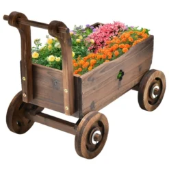 Decorative Wagon Cart Plant Flower Pot Stand Wooden Raised Garden Planter Box -Garden Promotional Store GUEST 948da782 feb1 45f5 85f6 cbbc231d613a