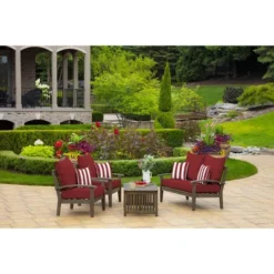 Arden Selections 16" X 16" Outdoor Decorative Throw Pillow Cabana Stripe Ruby -Garden Promotional Store GUEST 95bb1139 108d 4d08 9291 ed313f8fbfbf