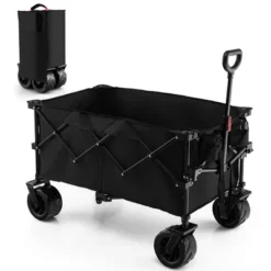 Costway Folding Collapsible Wagon Utility Garden Cart W/ Wide Wheels Adjustable Handle -Garden Promotional Store GUEST 974f62d2 2b68 4e50 a48d 0b5d4a326206