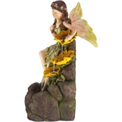 John Timberland Garden Fairy With Sunflowers Modern Cascading Outdoor Floor Water Fountain With LED Light 26" For Yard Garden Patio Home Deck Porch -Garden Promotional Store GUEST 99cfb834 4819 45c7 ba57 55cdc9b3251a