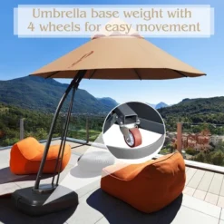 Costway 11FT Outdoor Cantilever Offset Hanging Umbrella W/ Base Wheel -Garden Promotional Store GUEST 9e1638f6 9678 4b64 9d1a 533f575ea368
