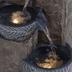 John Timberland Bali Rustic 4-Tier Cascading Bowls Outdoor Floor Water Fountain With LED Light 32 3/4" For Yard Garden Patio Home Deck -Garden Promotional Store GUEST a171d35a 23de 41bc a138 83c6b4484afe