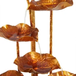 43" Metal Cascading Leaves Fountain With Stones Copper - Alpine Corporation -Garden Promotional Store GUEST a20e0a83 8a8f 4ae7 b8b4 0b0618f75e33