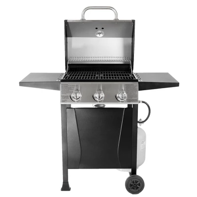 Grill Boss GBC1932M Outdoor BBQ 3 Burner Propane Gas Grill For Barbecue Cooking With Top Cover Lid, Wheels, And Side Storage Shelves, Black 3 Grill Boss GBC1932M Outdoor BBQ 3 Burner Propane Gas Grill For Barbecue Cooking With Top Cover Lid, Wheels, And Side Storage Shelves, Black