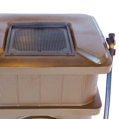 FCMP Outdoor WG4000 45 Gallon Wood Grain Outdoor Home Rain Water Catcher Barrel Flat Back Container With Spigots And Mesh Screen, Brown 4 FCMP Outdoor WG4000 45 Gallon Wood Grain Outdoor Home Rain Water Catcher Barrel Flat Back Container With Spigots And Mesh Screen, Brown - Image 2