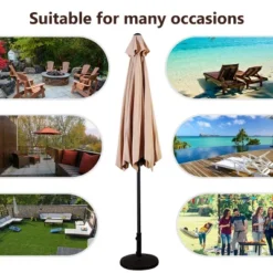 Costway 9FT Patio Umbrella Patio Market Steel Tilt W/ Crank Outdoor Yard Garden, White -Garden Promotional Store GUEST a4a4d53e 8634 44d4 b82b 1a419bf4cc77