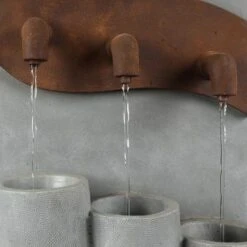 LuxenHome Gray Cement Pots And Rectangular Column Outdoor Fountain With LED Lights -Garden Promotional Store GUEST a7d50c52 6a5b 469f 8c91 987d1a650675