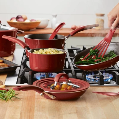 Rachael Ray Cook + Create Aluminum Nonstick Frying Pan Set 2pcRed 6 Rachael Ray Cook + Create Aluminum Nonstick Frying Pan Set 2pcRed - Image 4