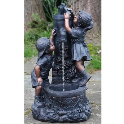 Northlight 29" Children At The Water Pump Well Outdoor Patio Garden Fountain - Black/Bronze 3 Northlight 29" Children At The Water Pump Well Outdoor Patio Garden Fountain - Black/Bronze
