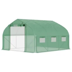 Outsunny Walk-in Tunnel Greenhouse With Zippered Mesh Doors & Roll-up Sidewalls, Upgraded Hot House, Green, 11.5' X 10' X 6.5' 9 Outsunny Walk-in Tunnel Greenhouse With Zippered Mesh Doors & Roll-up Sidewalls, Upgraded Hot House, Green, 11.5' X 10' X 6.5' -Garden Promotional Store GUEST b24fc6c9 fe4f 4f45 911d a2f3d3b2efee