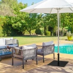 Costway 40 LBS Square Umbrella Base Stand Weighted Patio Market Umbrellas Black -Garden Promotional Store GUEST b27f94ce d006 4b6a a42b ce7e12df95e2