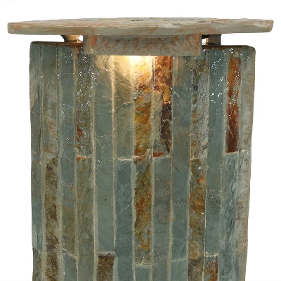 Sunnydaze Decor Sunnydaze 49"H Electric Natural Slate Tower Column Indoor/Outdoor Water Fountain With LED Light 4 Sunnydaze Decor Sunnydaze 49"H Electric Natural Slate Tower Column Indoor/Outdoor Water Fountain With LED Light - Image 2
