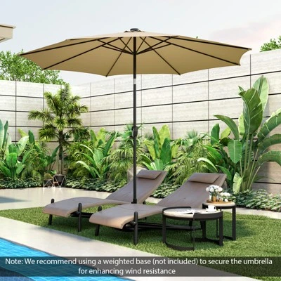 Costway 10 FT 112 LED Solar-Lighted Patio Table Market Umbrella Crank Tilt Outdoor Beige/Coffee/Navy/Wine 5 Costway 10 FT 112 LED Solar-Lighted Patio Table Market Umbrella Crank Tilt Outdoor Beige/Coffee/Navy/Wine - Image 3