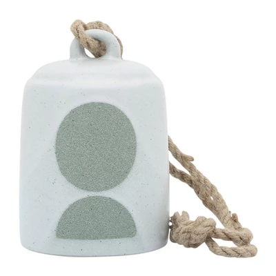 5" Ceramic Hanging Bell Circles White/Green - Sagebrook Home 3 5" Ceramic Hanging Bell Circles White/Green - Sagebrook Home