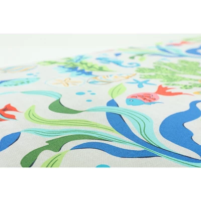 Set Of 2 Outdoor/Indoor Wicker Seat Cushions Coral Bay Blue - Pillow Perfect 4 Set Of 2 Outdoor/Indoor Wicker Seat Cushions Coral Bay Blue - Pillow Perfect - Image 2