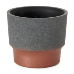 The HC Companies 3 Inch Round Plastic Sprite Decorative Indoor Flower Succulent Planter Pot With Drain Plug Hole, Faux Concrete Copper (2 Pack)