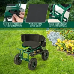 Costway Rolling Garden Cart Outdoor Gardening Workseat With Adjustable Height &Tool Storage -Garden Promotional Store GUEST bb386c36 9922 4da8 881e d20773243803