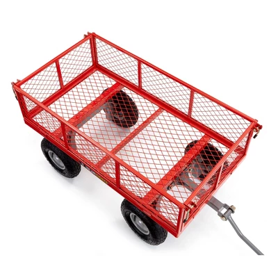 Gorilla Cart 800lbs. Capacity Heavy Duty Durable Steel Mesh Flatbed Garden Utility Wagon - Red 5 Gorilla Cart 800lbs. Capacity Heavy Duty Durable Steel Mesh Flatbed Garden Utility Wagon - Red - Image 3