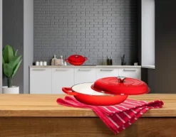 Bruntmor 160oz Silver Enamel Cast Iron IT Pots And Pans With Lid, Red -Garden Promotional Store GUEST bd30bf7b 8ad7 4116 b2cd 8251c9584acc