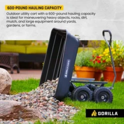 Gorilla Carts 600 Pound Capacity Heavy Duty Poly Garden Landscape Outdoor Yard Hauling Utility Wagon Dump Cart With 10 Inch Pneumatic Tires, Black -Garden Promotional Store GUEST bdb8a5a6 5efb 47af 8f0d aefcaa1ae36d