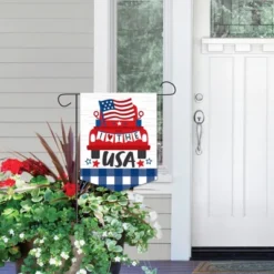 Big Dot Of Happiness Patriotic Truck - Outdoor Home Decorations - Double-Sided Red Vintage Pickupá Garden Flag - 12 X 15.25 Inches -Garden Promotional Store GUEST be2b048d 3fe3 41d0 8b62 c5fa17fc730a