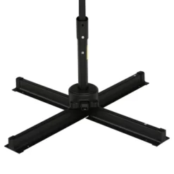 Outsunny 9.8' Offset Patio Umbrella With Base, Steel Aluminum Cantilever Umbrella With 360-degree Rotation, Tilt, 8 Ribs, Crank, Cross Base, Coffee -Garden Promotional Store GUEST bedf1426 9156 4418 823c 6e8e11f3910e