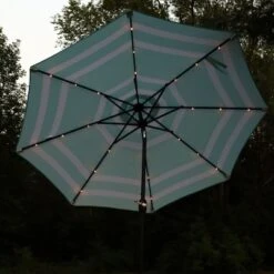 Sunnydaze Decor Sunnydaze Outdoor Aluminum Patio Umbrella With Solar LED Lights, Tilt, And Crank - 9' -Garden Promotional Store GUEST bff27081 bb7c 4b0e a83f 1eabc6274e1f