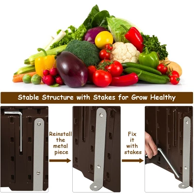 Costway 48''x24'' Raised Garden Bed Rectangle Plant Box Planter Flower Vegetable Brown 10 Costway 48''x24'' Raised Garden Bed Rectangle Plant Box Planter Flower Vegetable Brown - Image 8