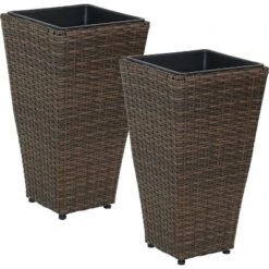 Sunnydaze Decor Sunnydaze Modern Decorative Standing Square Polyrattan Planter Containers - Brown - 2-Pack 15 Sunnydaze Decor Sunnydaze Modern Decorative Standing Square Polyrattan Planter Containers - Brown - 2-Pack -Garden Promotional Store GUEST c02e1c56 4a51 4bbf 80d1 abe7f58fbadc