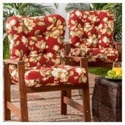 Set Of 2 Roma Floral Outdoor Seat/Back Chair Cushions - Kensington Garden