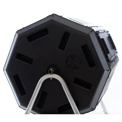 FCMP Outdoor IM4000-WK 37 Gallon Plastic Dual Chamber Tumbling Composter Outdoor Elevated Rotating Garden Compost Bin With Wheels, Black/Black 4 FCMP Outdoor IM4000-WK 37 Gallon Plastic Dual Chamber Tumbling Composter Outdoor Elevated Rotating Garden Compost Bin With Wheels, Black/Black - Image 2