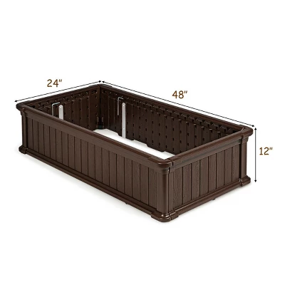 Costway 48''x24'' Raised Garden Bed Rectangle Plant Box Planter Flower Vegetable Brown 3 Costway 48''x24'' Raised Garden Bed Rectangle Plant Box Planter Flower Vegetable Brown