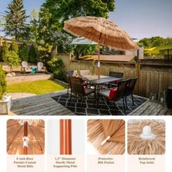 Costway Patio 6FT Tropical Thatched Tiki Beach Umbrella Portable Outdoor Market Tilt -Garden Promotional Store GUEST c28d838f b3c2 4640 b62a 8c14476b80b0