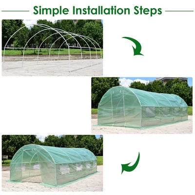 Costway 10'X6.5'X20' Walk-in Greenhouse Backyard Grow Tents Steel Frame 8 Windows 6 Costway 10'X6.5'X20' Walk-in Greenhouse Backyard Grow Tents Steel Frame 8 Windows - Image 4