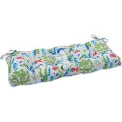 Outdoor/Indoor Blown Bench Cushion Coral Bay Blue - Pillow Perfect -Garden Promotional Store GUEST c3d9a639 33b7 419a 9579 c09cf25a58f9