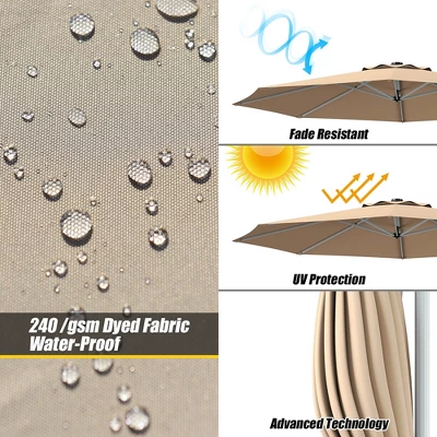 Costway 11' Patio Cantilever Offset Umbrella 360Degree Rotation Outdoor Tilt W/Base 4 Costway 11' Patio Cantilever Offset Umbrella 360Degree Rotation Outdoor Tilt W/Base - Image 2