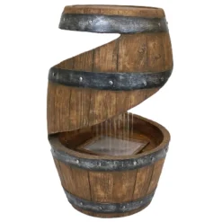 Sunnydaze Decor Sunnydaze 25"H Electric Resin Spiraling Barrel Outdoor Water Fountain With LED Lights -Garden Promotional Store GUEST c4882369 b175 4dc5 ab80 dbadea7bb3d4