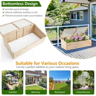 Costway Wooden Cold Frame Greenhouse Flower Planter Raised Plants Bed Protection 6 Costway Wooden Cold Frame Greenhouse Flower Planter Raised Plants Bed Protection - Image 4