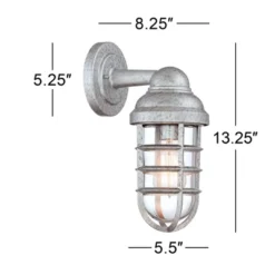 John Timberland Marlowe Industrial Outdoor Wall Lights Set Of 2 Galvanized Steel Cage Frame 13 1/4" Clear Glass For Post Exterior Barn Deck House Yard -Garden Promotional Store GUEST c68670b2 7d02 49e9 9b32 77b683f2fcc4