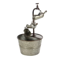 28" X 15" Farmhouse Metal Fountain Gray - Olivia & May -Garden Promotional Store GUEST c7be08fe 04dd 4b16 9a93 be62e5d80308